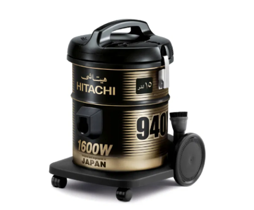 مكنسة كهرباء هيتاشي برميل 15 لتر 1600 واط أسود مود...