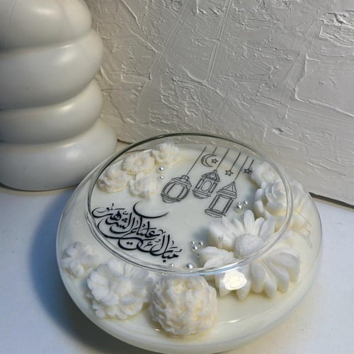 4 شمعات زجاجية وسط