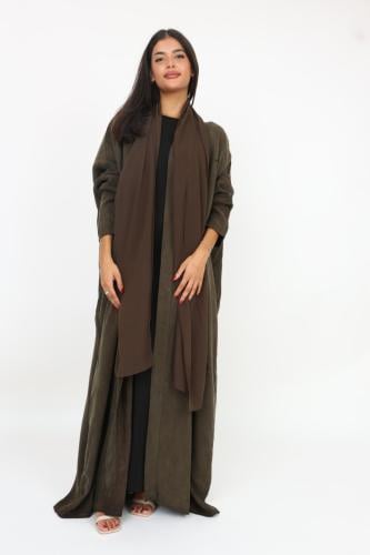 ~ Olive Drab Washed Silk Abaya