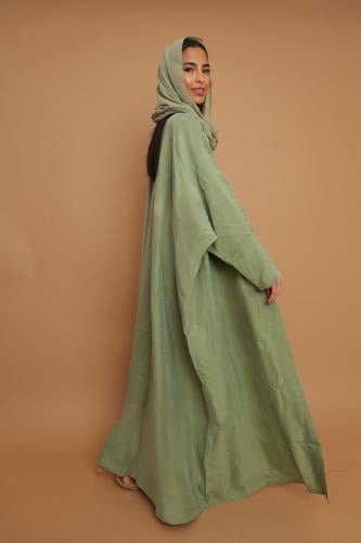 Lime Green Washed Silk Abaya ~