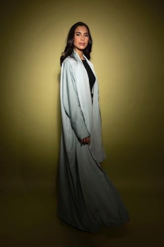 Seafoam Veil Silk Crepe Abaya ~