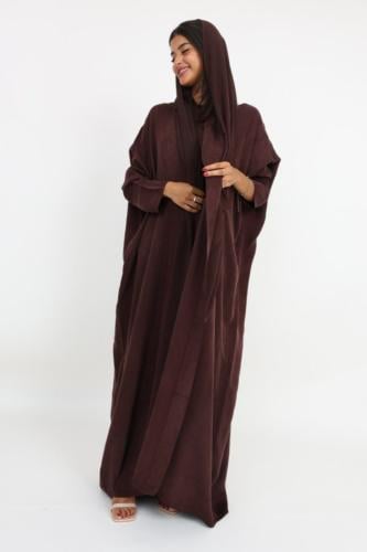 ~ Brown/Maroon Washed Silk Abaya