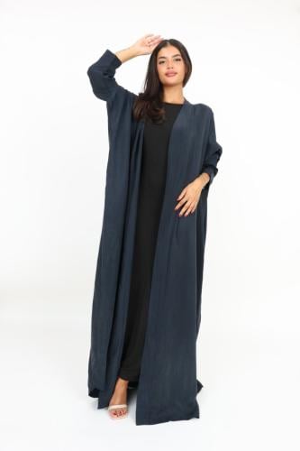 ~ Navy Washed Silk Abaya