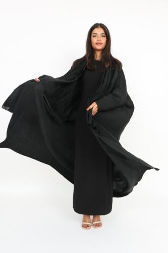 ~ Black Washed Silk Abaya