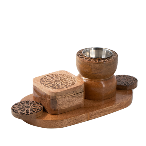 مبخرة "الأصالة" الخشبية – مسطّحة بنقوش تراثية