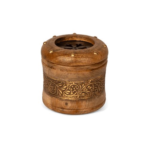 طقم مباخر خشبي اطار ذهبي