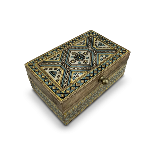 حافظة بخور الزهراء - خشبية مستطيلة بنقش فني (تركوا...