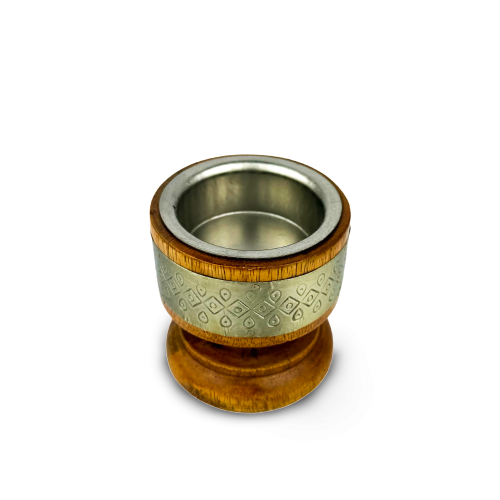 مبخرة لُجَين - خشبية بقاعدة وحزام معدني فضي