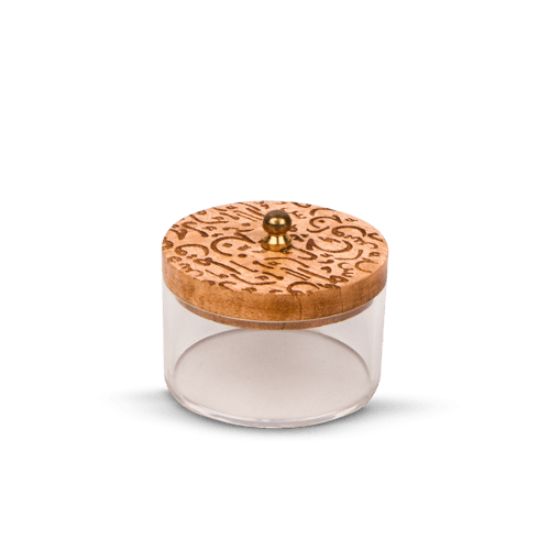 طقم مباخرة خشبي بني فاتح شكل بيضوي مع صندوق شفاف م...