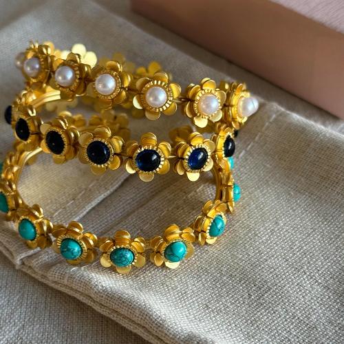 اسواره وردات لولو مطلية بالذهب ستانليس ستيل