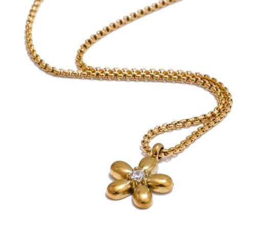 سلسال مرصعة بأحجار الزركونيا على شكل زهرة