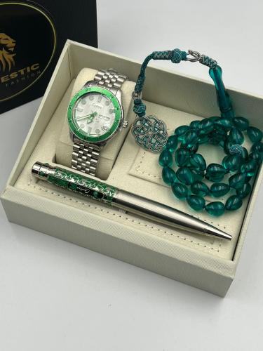 طقم ساعة سبحة وقلم