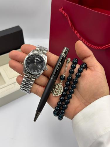 طقم ساعة سبحة وقلم—