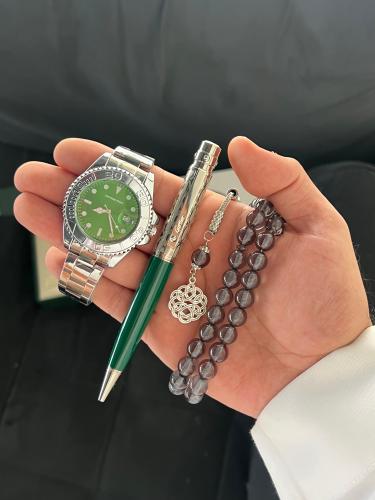 طقم ساعة سبحة وقلم