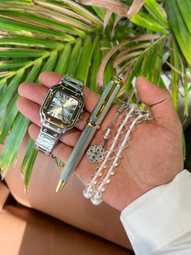 طقم ساعة سبحة وقلم