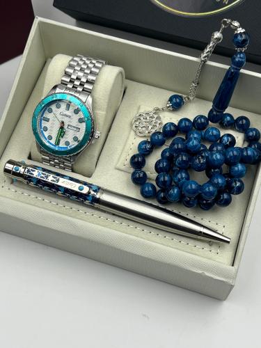 طقم ساعة سبحة وقلم