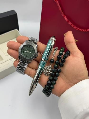 طقم ساعة سبحة وقلم