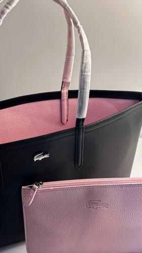 شنطة لاكوست دبل فيس -وردي واسود-