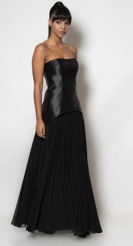 فستان كورسيه اسود شيفون( تسليم فوري)