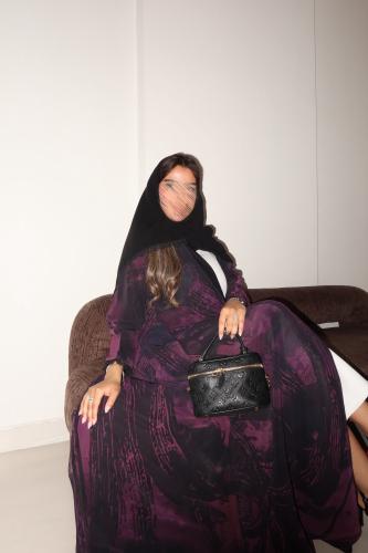 عباية شيفون طباعة بطرف كلفة