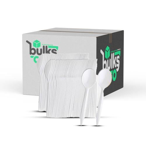 ملاعق بلاستيك ابيض مقاس صغير ( كرتون 1000 حبة )