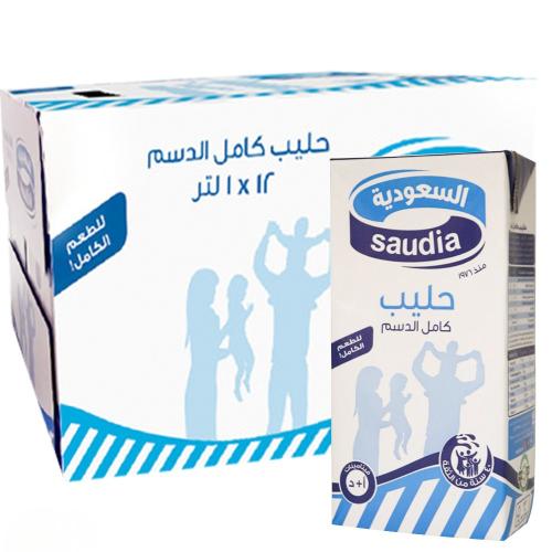 السعودية حليب كامل الدسم 1 لتر × 12 - كرتون