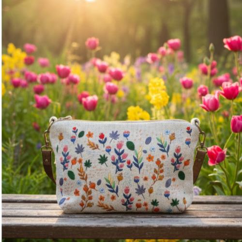 Cross bag with Zipper bag Tulip flower
