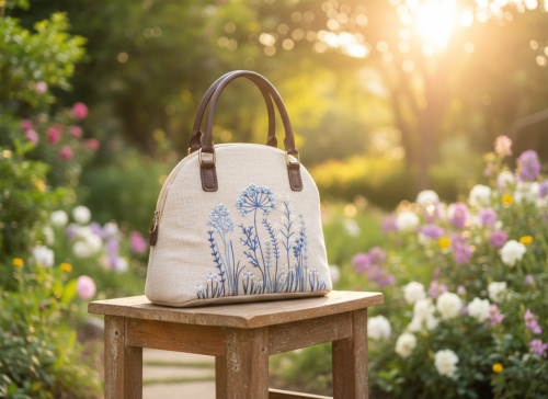 Curved Hand Bag BLUE STEM