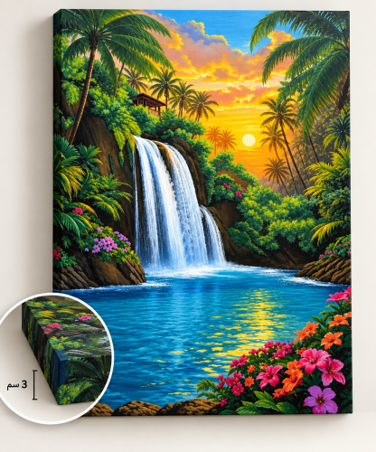 لوحة شلال الغابه - مقاسات متعدده