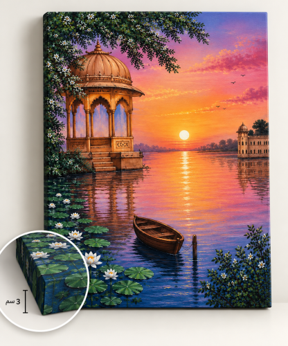 لوحة قارب الغروب - مقاسات متعدده