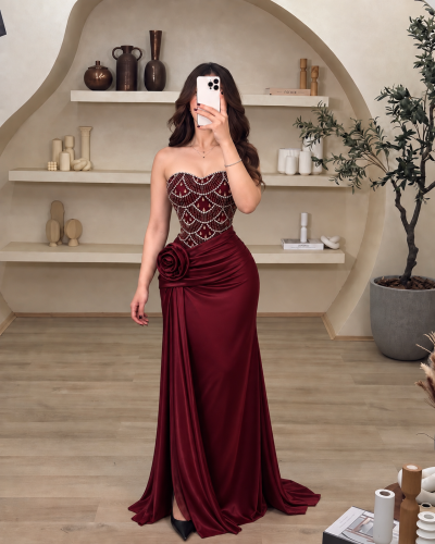 فستان ساتان ناعم لامع
