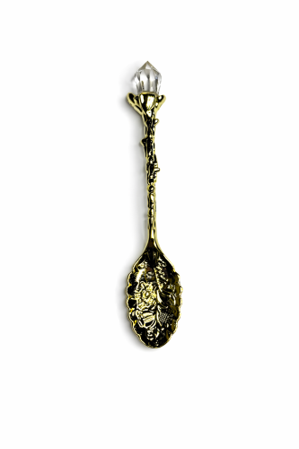 Decorative espresso spoon with a gold crystal crow...