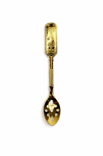 Japanese gold espresso spoon with holes and circle...