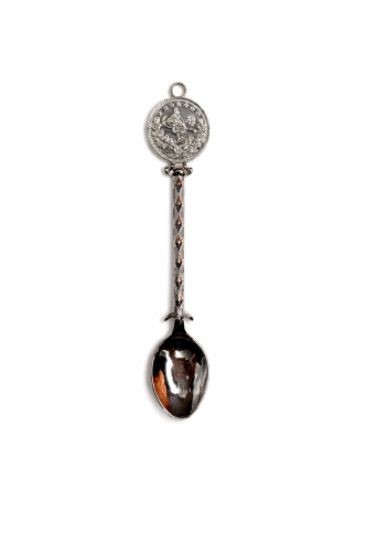 Espresso spoon with silver circular decoration