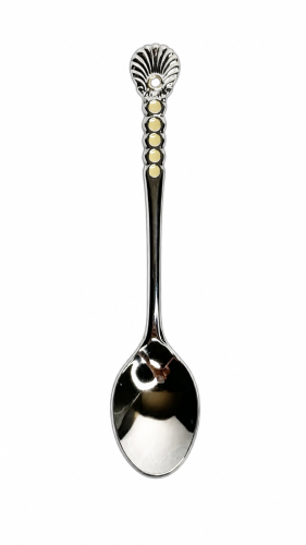 Espresso spoon, oyster shell, white dotted