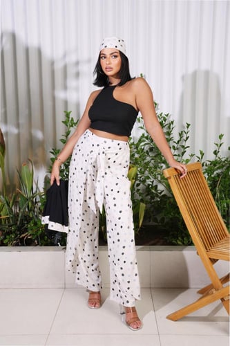 طقم بدلة كاجوال لون أسود منقط