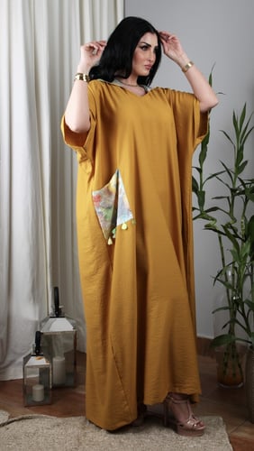 جلابية بقبعة مشجرة و جيب مشجر