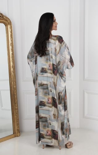 دراعة فراشة بحزام لون سماوي مشجر