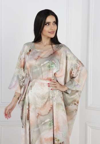 دراعة فراشة بحزام لون خربزي مشجر