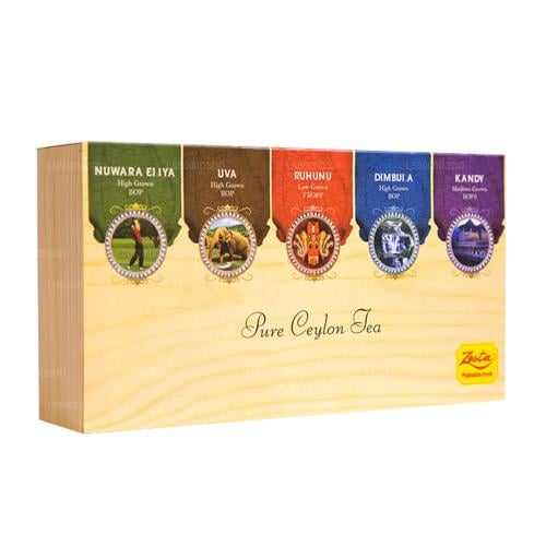 5 انواع من الشاي في صندوق خشبي من زيستا