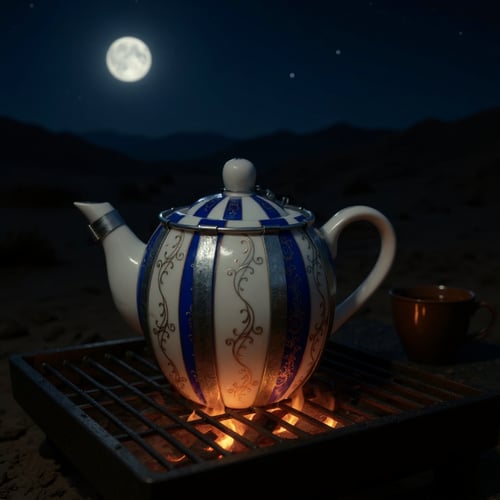 ابريق شاهي بورسلان نقشة كويتيه مسبت (معدل)