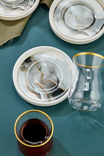 طقم استكانات شاي رخامي تركي