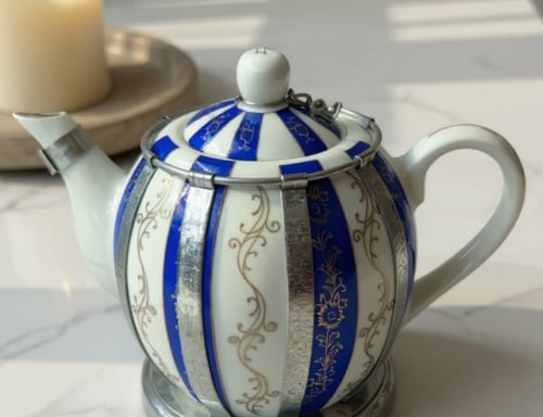 ابريق شاهي بورسلان نقشة كويتيه مسبت (معدل)