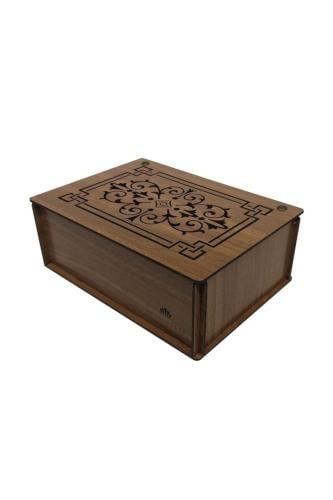 صندوق خشبي لتنظيم لشاي بلونا (بني محروق)