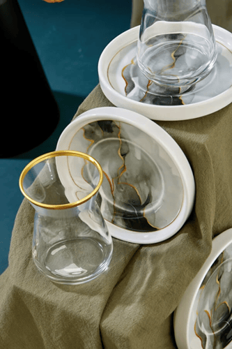 طقم استكانات شاي رخامي تركي