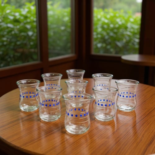 استكانه شاي ياباني- ازرق أو أحمر 12 حبة ابو نقطة (...