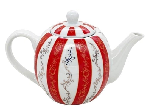 طقم الشاي التراثي الأحمر ابو نقطة الكويتي