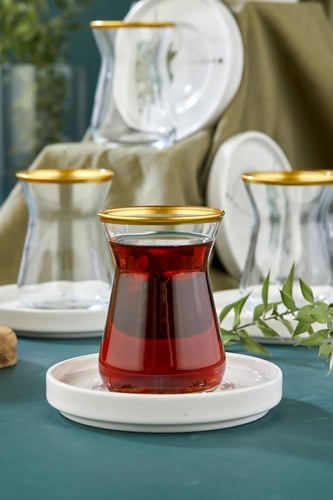 طقم استكانات الورورد الخضراء تركي