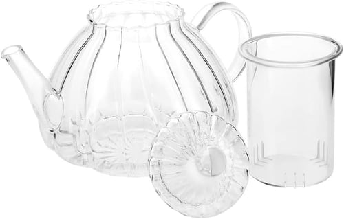 طقم ابريق شاي زجاجي من لوري( كاراجا ) ، شفاف