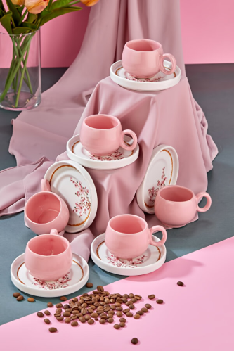 مجموعة الساكورا 12 قطعة من اكواب القهوة